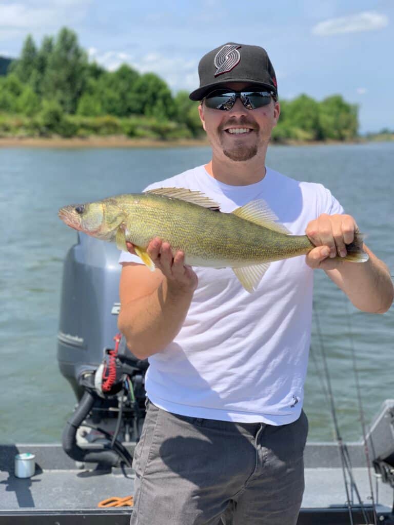 Captain Steve holding a nice Walleye from the Multnomah Channel